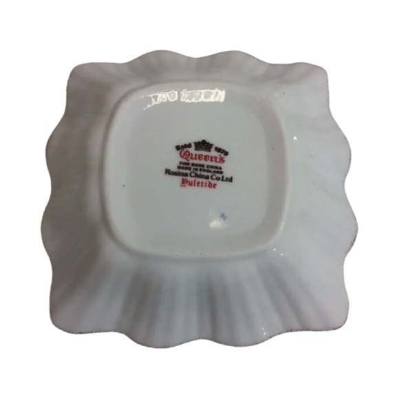 Queens Rosina Fine Bone China Yuletide 5" Bon Bon Trinket Square Scalloped Dish - Picture 7 of 8